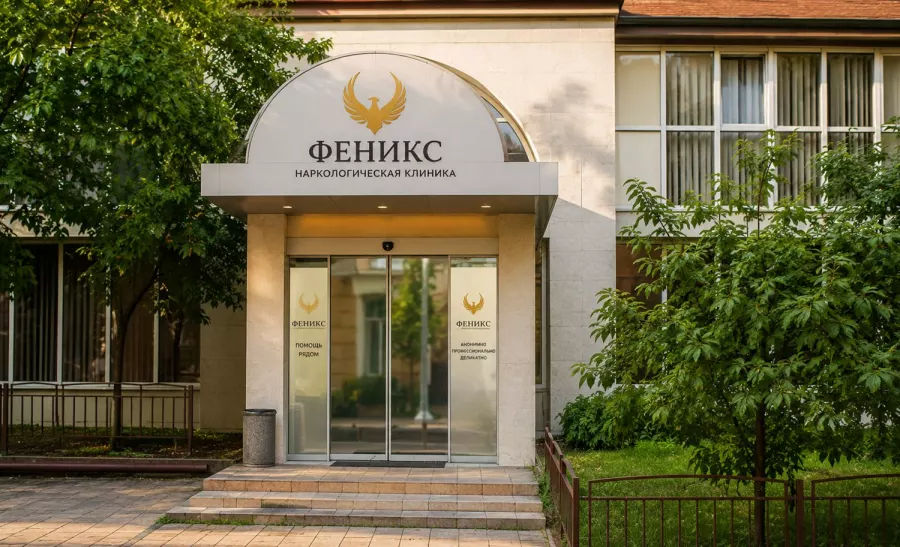 Вход в наркологическую клинику «Феникс» в Луге